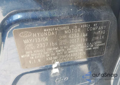 2004 Hyundai Sonata Gls/Lx из США, поврежденный, VIN KMHWF35H54A082876